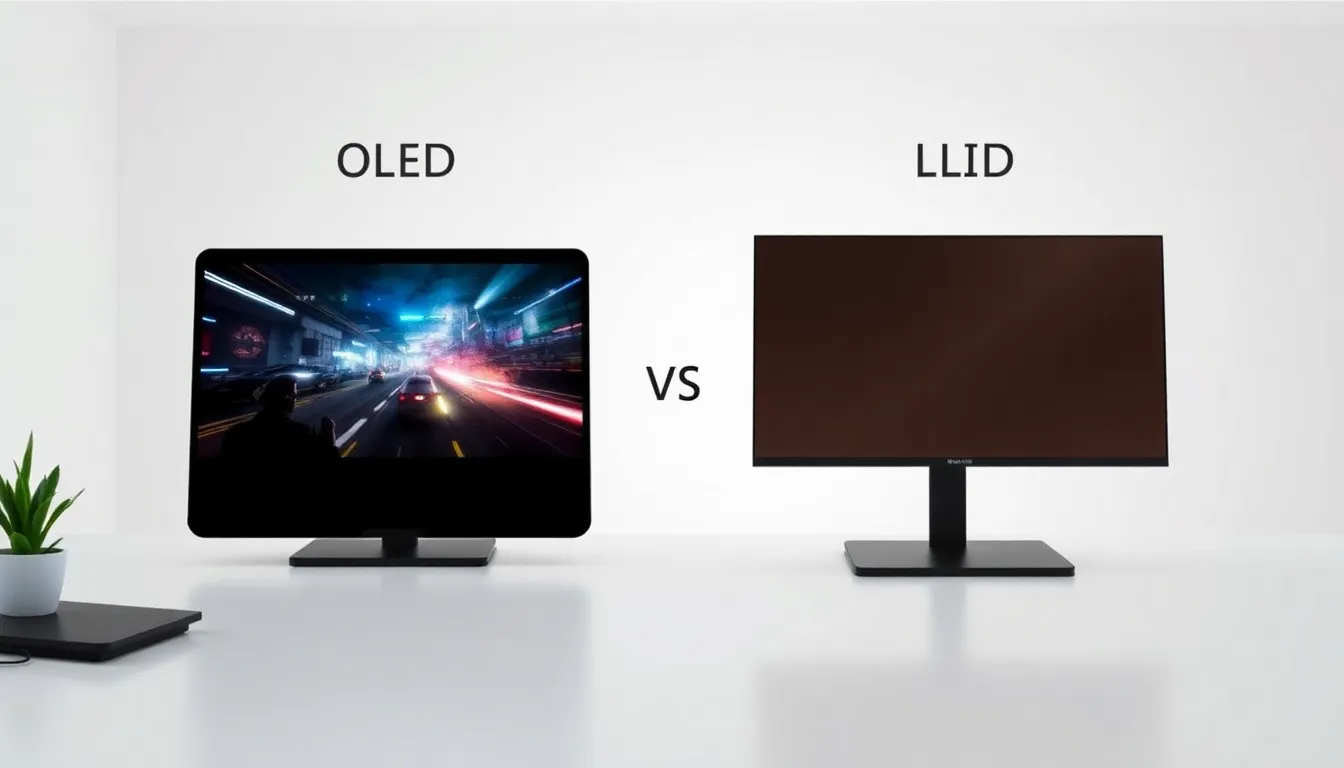 comparison of OLED and LCD displays for gaming devices.