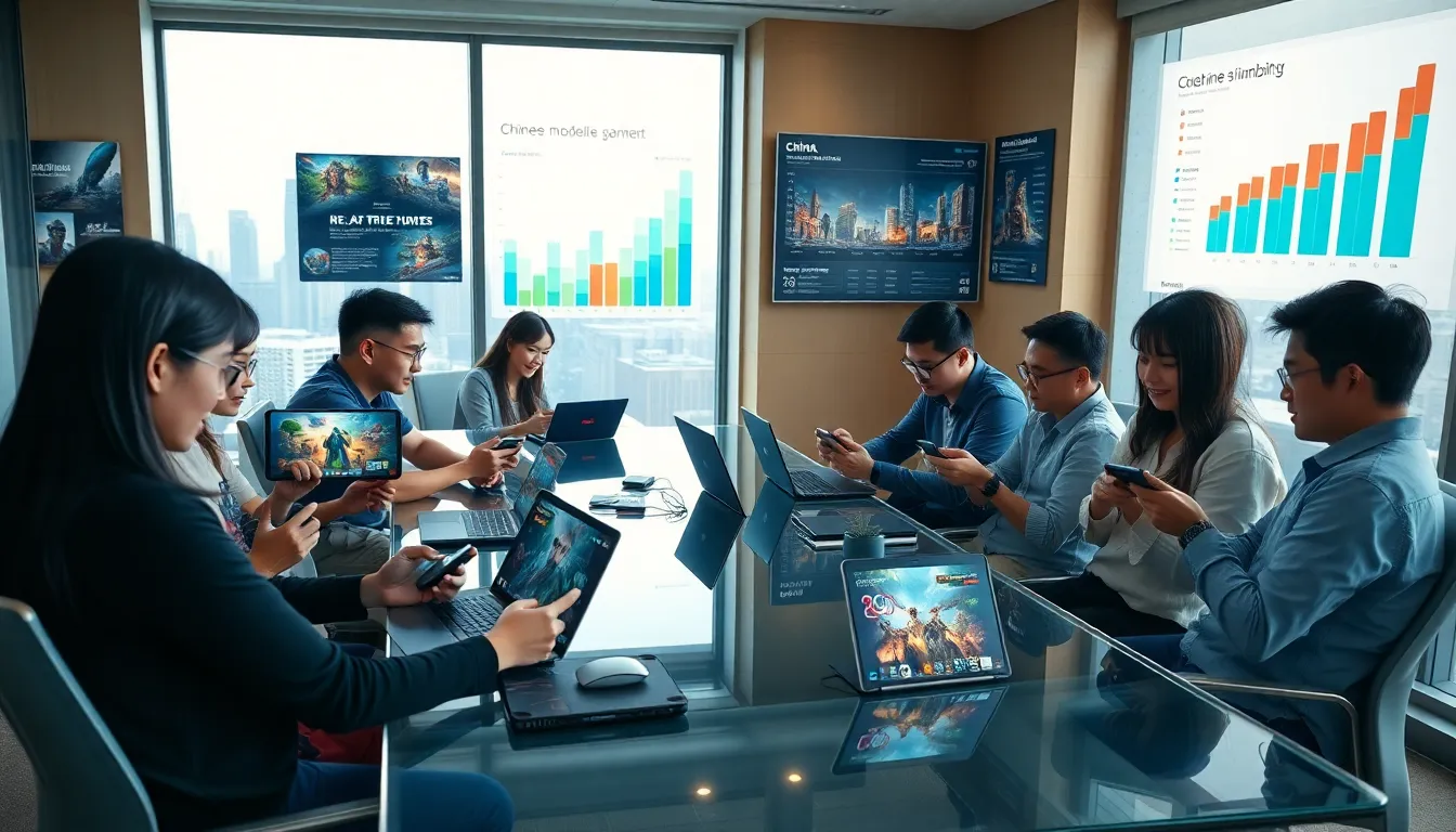 diverse group engaging in gaming in a modern office setting.